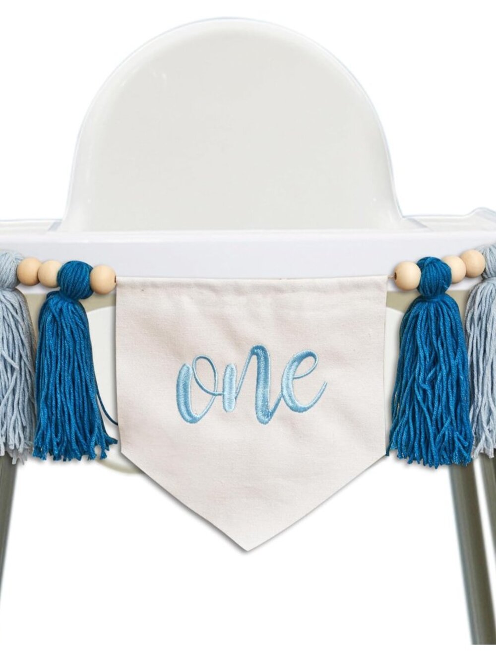 Blue One First Birthday High Chair Banner